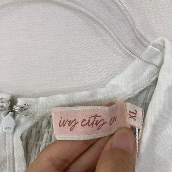 New Ivy City Kensie Dress XL Green Striped Peter Pan Collar Cottagecore Maxi - Picture 3 of 12